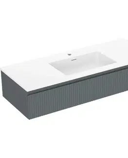 Kúpeľňový nábytok MEXEN/S - Rivel kúpeľňová skrinka 120 cm s umývadlom Otis, 1 šuplík, reliéf, grafit mat/biela mat - 91A20-12023-1-BF66-W18M0 91A20-12023-1-BF66-W18M01