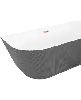 Vane MEXEN/S - Oris voľne stojaca vaňa nástenná reliéf 150 x 75, biela/sivá, sifón a prepad meď kartáčovaná 52871507562-65