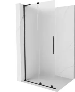 Sprchové dvere MEXEN/S - Velar L Sprchová zástena posuvná Walk-in 110 x 200, dekor 8 mm, čierna 871-110-003-33-70