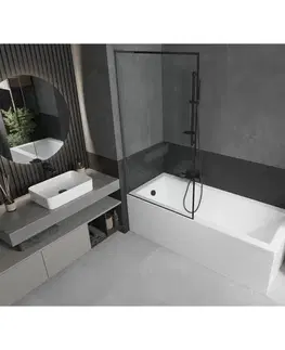 Sprchové dvere MEXEN/S - Next L vaňová zástena FIX 90 x 150, čierna vzor, grafit metal 895-090-000-03-70-95
