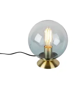 Stolné lampy Art Deco stolná lampa mosadz s modrým sklom - Pallon