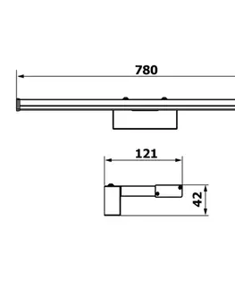 Doplnky do kúpeľne SAPHO - CHICAGO MAX LED svietidlo, 780x120, 15W, 230V, IP44, plast, čierna mat AU473