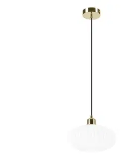 Svietidlá  Luster na lanku HARMA 1xE27/15W/230V pr. 25 cm biela/zlatá LM - 1.257 / C