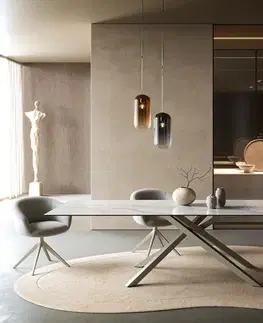 Jedálenské stoly DELIFE Jedálenský stôl Edge 300×100 cm keramika Onyx Pearl krížová podstava hranatý titánová farba