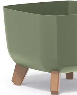 Kvetináče a truhlíky NABBI DGQL240 plastový kvetináč na nožičkách 24 cm zelená