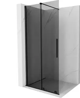 Sprchové dvere MEXEN/S - Velar Sprchová zástena posuvná Walk-in 75 x 200, grafit 8 mm, čierna 871-075-000-43-70