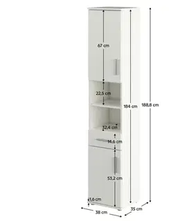 Kúpeľňový nábytok KONDELA Lessy New 5 kúpeľňová skrinka biela