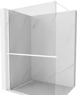 Sprchové dvere MEXEN/S - Kioto+ Sprchová zástena WALK-IN s poličkou a držiakom uterákov 70 x 200, transparent, biela 800-070-121-20-00