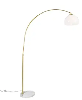 Oblúkové lampy Moderná oblúková lampa mosadz s bielym tienidlom - Arc Basic