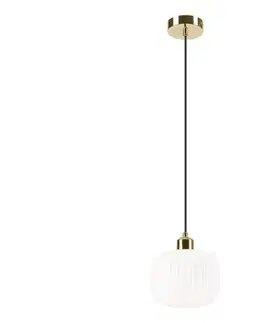 Svietidlá  Luster na lanku HARMA 1xE27/15W/230V pr. 20 cm biela/zlatá LM - 1.257 / B