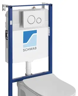 Záchody SAPHO - BRILLA závesné WC Rimless biela s podomietkovou nádržkou a tlačidlom Schwab, biela 100614-SET5