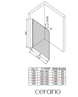 Sprchové dvere CERANO - Sprchová zástena Walk-in Orbis Top Round - Ľavá - 8 mm - guľatá vzpera - chróm, mliečne sklo - 140x200 CER-682321