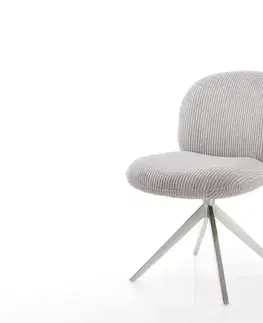 Jedálenské stoličky DELIFE Jedálenská stolička Nube-Flex manšester strieborno-šedá krížová podstava široká nerezová oceľ 360° otočný hojdacia funkcia vrecková pružina
