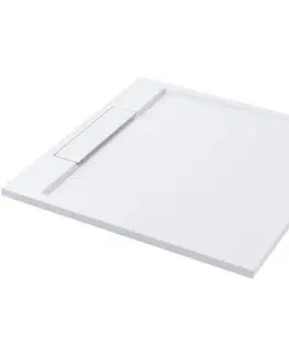Vane CERANO - Sprchová vanička štvorcová Loro - liaty mramor - biela matná - 90x90x3,5 CER-437087