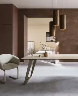 Jedálenské stoly DELIFE Jedálenský stôl Edge 200x100 keramika Laminam® Travertino Bianco krémovo biela kovová skosená Titánová farba
