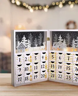 Vianočné dekorácie Solight LED adventný kalendár Kniha, 8x LED, 40 x 30 cm, 2x AAA