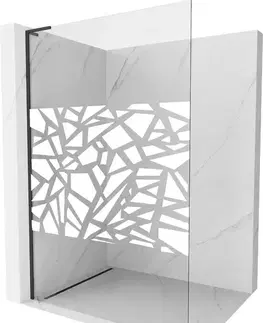Sprchové dvere MEXEN/S - Kioto L Sprchová zástena WALK-IN 70 x 200, biely vzor, čierna 800-070-103-70-85
