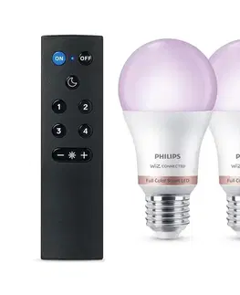 Žiarovky SADA 2x stmievateľné RGB LED žiarovky Philips SMART A60 E27/8,5W/230V 2200-6500K + diaľkové ovládanie 8721103160102