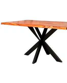 Jedálenské stoly Jedálenský stôl s kovovými nohami 140x90 cm z indického masívu palisander
