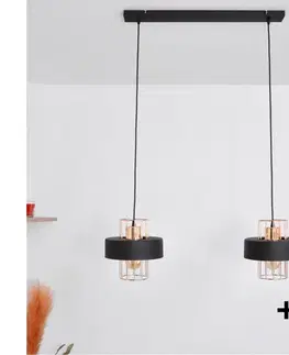 Svietidlá  LED Luster na lanku VOLTA 2xE27/15W/230V čierna/zlatá W-L 1377/2 BK+BR