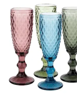 Poháre KONDELA Veritas Typ 4 pohár na šampanské (4 ks) 150 ml kombinácia farieb
