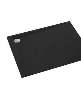 Vane OMNIRES - STONE obdĺžniková sprchová vanička s kamennou štruktúrou, 80 x 100 cm čierna mat /BLM/ STONE80/100BL