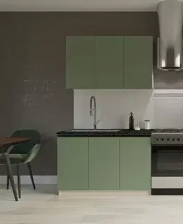 Kuchynské linky SILVER jednoduchá kuchynská linka 200 cm, dymovo zelená