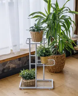 Stojany na kvetiny KONDELA Bamir Typ 5 kovový stojan na kvety biela