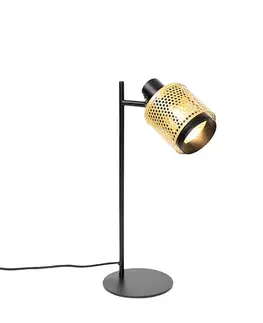 Stolné lampy Priemyselná stolná lampa čierna so zlatom - Kayden