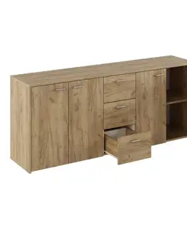 Komody KONDELA Hugos 180 štvordverová komoda so zásuvkami dub artisan