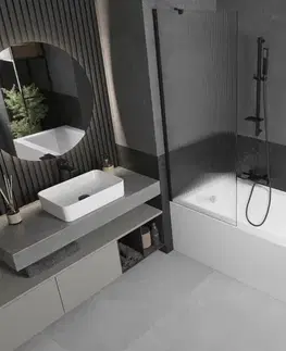 Sprchové dvere MEXEN/S - Next vaňová zástena FIX 70 x 150, prúžky, čierna 895-070-000-00-09-70