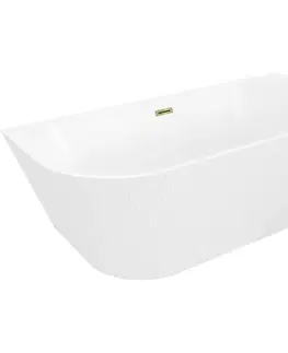 Vane MEXEN/S - Oris voľne stojaca vaňa nástenná reliéf 170 x 80, biela, sifón a prepad zlatá kartáčovaná 52871708000-55