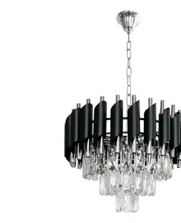 Svietidlá  Luster na reťazi CRISTAL 5xE14/10W/230V, priemer 38 cm, čierna / matný chróm ML2519