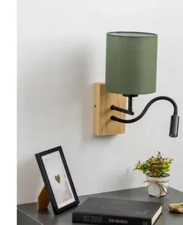 Svietidlá BRILAGI - LED Nástenná lampa NUBILA WOOD 1xE27/25W/230V + LED/3W dub/zelená BG1564+BG1576
