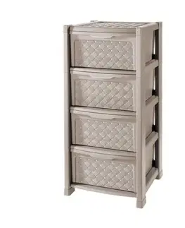 Komody Kinekus Komoda plastová, 4-poschodová, 38,5x39x82,5cm mokka, "Arianna", TONTARELLI