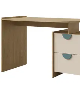 Moderné kancelárske stoly Písací stôl Lexi 12l/P Cremona/Macadamia/Morská