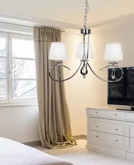 Nábytok Závesná lampa chrómová / biele tkané tienidlo 3x40W Arnika