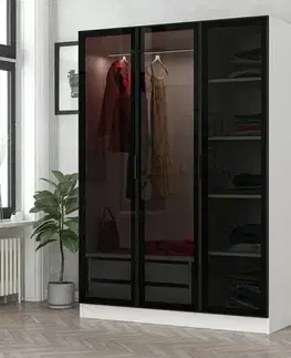 Šatňové skrine Šatníková skriňa Kale White Black - 2274