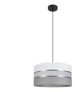 Svietidlá  Luster na lanku CORAL 1xE27/60W/230V pr. 40 cm biela/šedá 0706