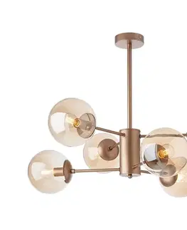 Svietidlá Redo 01-2943 - Luster na tyči MUNDI 6xE14/28W/230V meď/dymová 01-2943