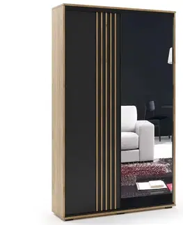 Šatníkové skrine Skriňa Milo 150 čierna+craft zlatá