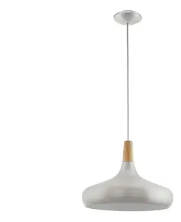 Svietidlá Eglo 901182 – závesné svietidlo na lankovom uchytení SABINAR, 1×E27/40 W/230 V, priemer 40 cm, strieborné 901182
