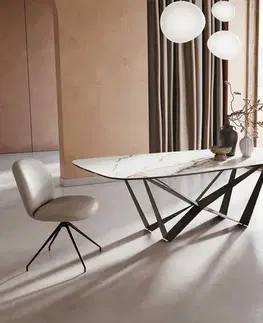 Jedálenské stoly DELIFE Jedálenský stôl Edge oválny 240x120 keramika Calacatta Luxe bielo-zlato-šedá spider plochá oceľ čierna