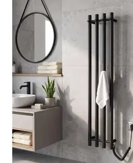 Svietidlá Sapho - Elektrický sušiak na uteráky PAPINADO 85W 120x26 cm matná čierna ER350