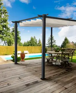 Záhradné pergoly Hliníková pergola PEPY BASIC so zaťahovacou strechou Tempo Kondela