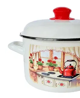 Hrnce MAKRO - Hrniec smalt 14cm 1,5l s pokrievkou Rustika