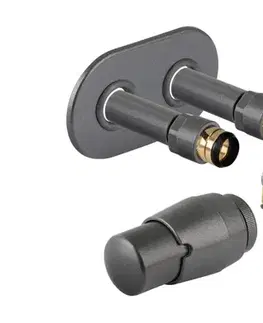 Radiátory do kúpeľne HOPA - THERMCOMB-SET, stredový ventil (Z4K) s pripojením pre elektrickú tyč - Farba - Anthracite, Variant - Ľavá RDTHERMCOMSETLA