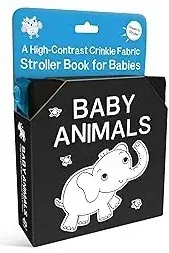 Leporelá, krabičky, puzzle knihy Baby Animals: A High-Contrast Crinkle Fabric Stroller Book for Babies - Julissa Mora