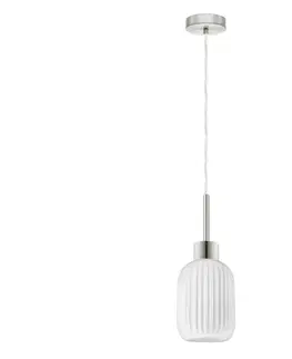 Svietidlá Eglo LED luster na lanku HARMA 1xE27/60W/230V pr. 14 cm matný chróm/biela 1xEG32515+1xNSLA55442