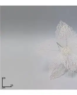 Vianočné dekorácie MAKRO - Kvet zápich 26cm biely